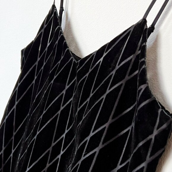 Ann Taylor Black Diamond Argyle Pattern Velvet Drapey Cami Top Small S $80 Lined - Picture 5 of 14